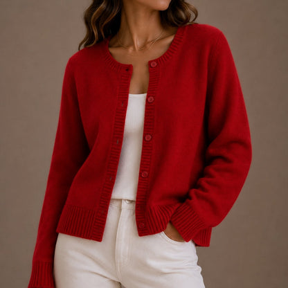 Layla | Women's Cosy Soft-Knit Button-Up Round-Neck Cardigan for Winter