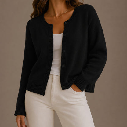 Layla | Women's Cosy Soft-Knit Button-Up Round-Neck Cardigan for Winter