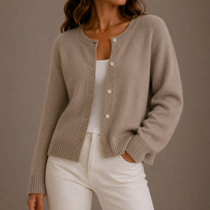Layla | Women's Cosy Soft-Knit Button-Up Round-Neck Cardigan for Winter
