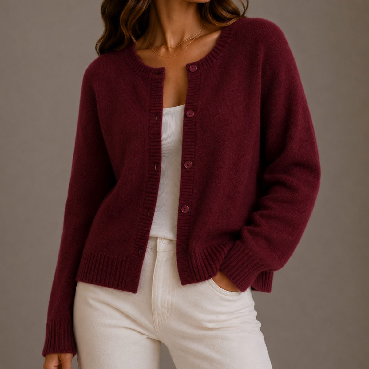 Layla | Women's Cosy Soft-Knit Button-Up Round-Neck Cardigan for Winter