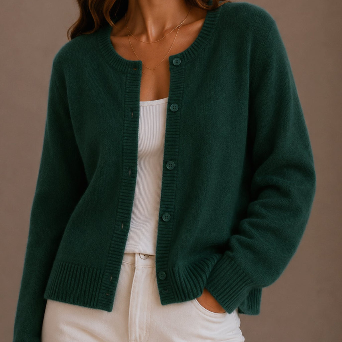 Layla | Women's Cosy Soft-Knit Button-Up Round-Neck Cardigan for Winter