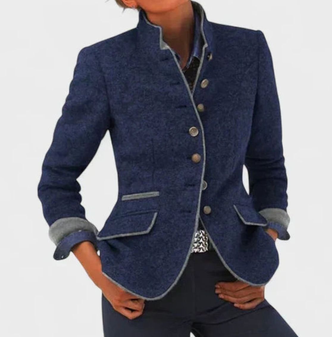 Imogen | Women's Elegant Stand-Collar Button-Up Cardigan Blazer