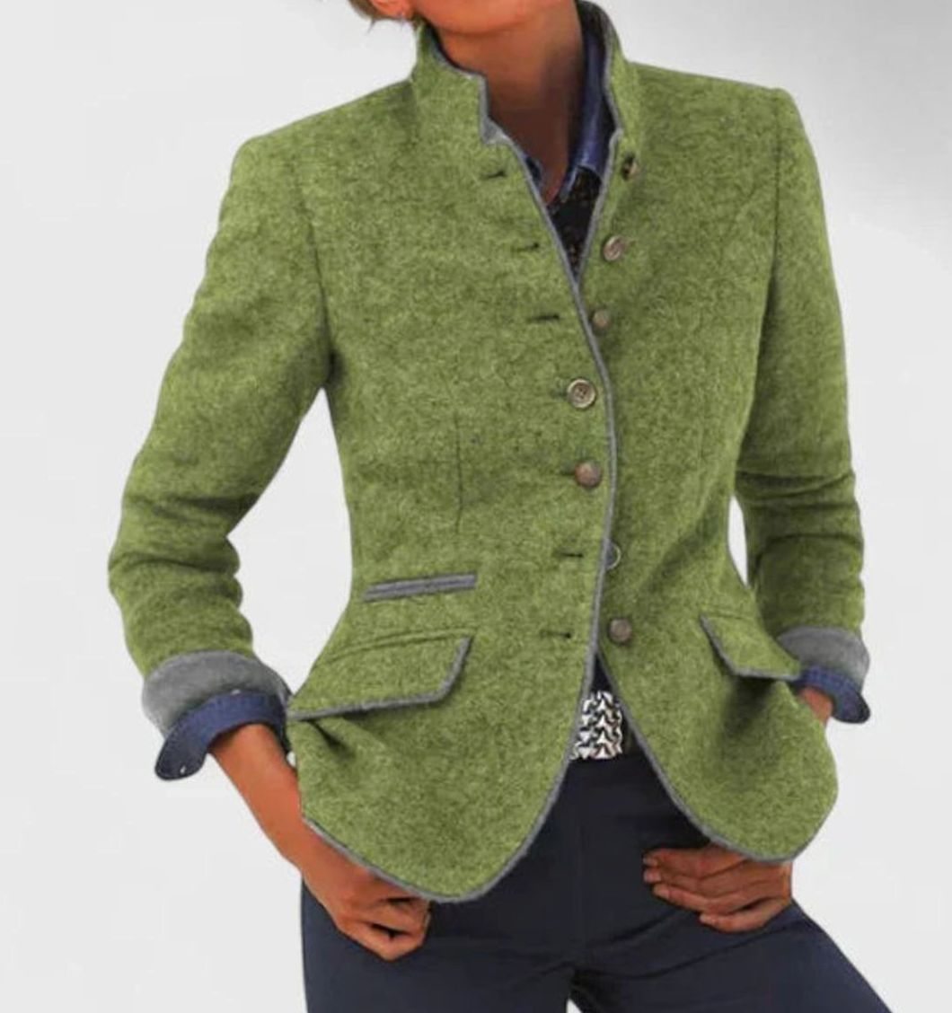 Imogen | Women's Elegant Stand-Collar Button-Up Cardigan Blazer