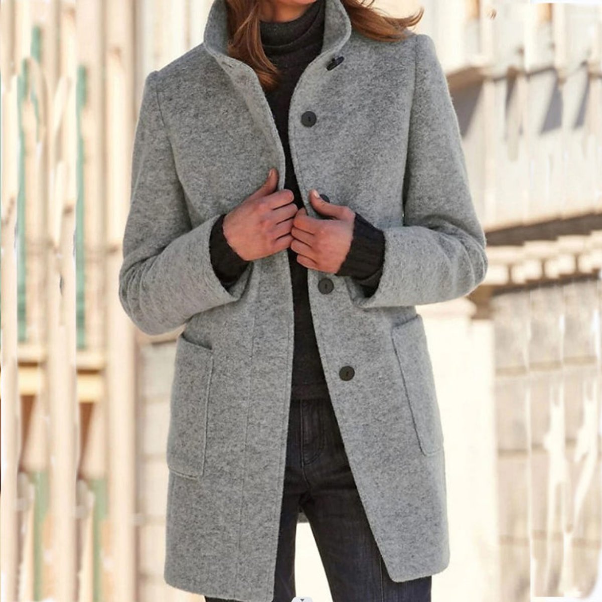 Charlotte | Women's Elegant Stand-Collar Three-Button Coat for Winter