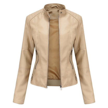 Isla | Women's Stand-Collar Zip-Up Faux Leather Moto Jacket