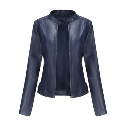 Isla | Women's Stand-Collar Zip-Up Faux Leather Moto Jacket