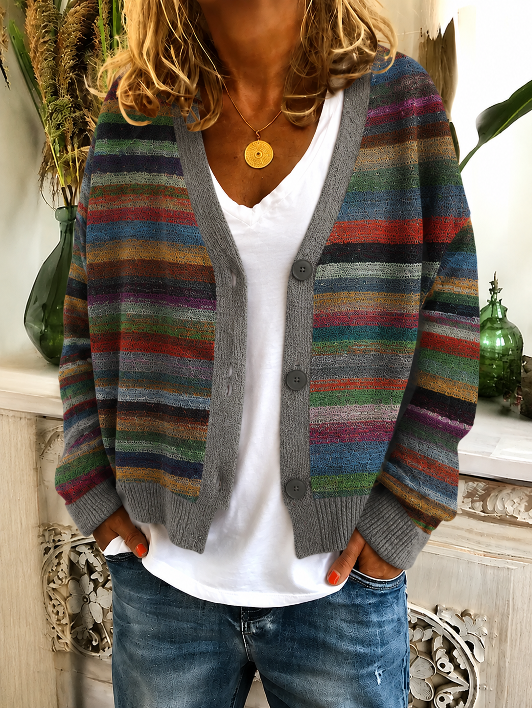 Maisie | Women's Stylish Striped Cardigan for Winter