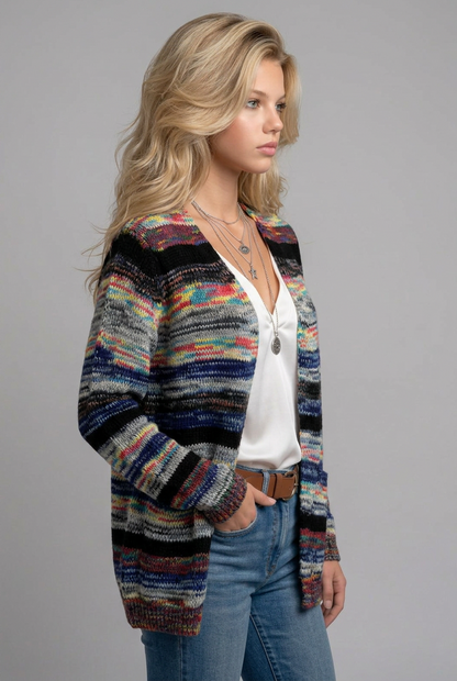Grace | Women's Stylish Striped Open-Front Long-Sleeve Cardigan for Winter