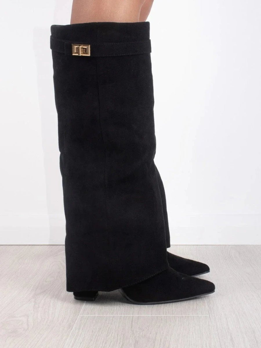 Emily | Women's Suede Fold-Over Knee-High Boots
