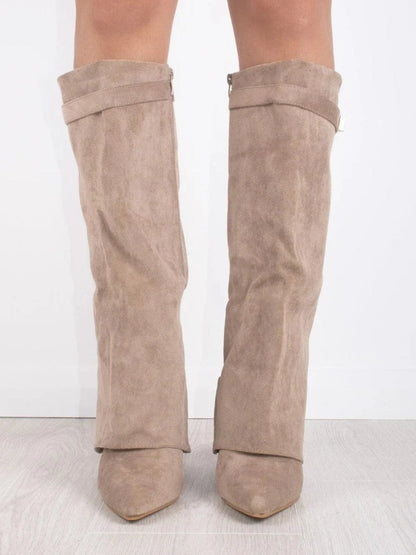 Emily | Women's Suede Fold-Over Knee-High Boots