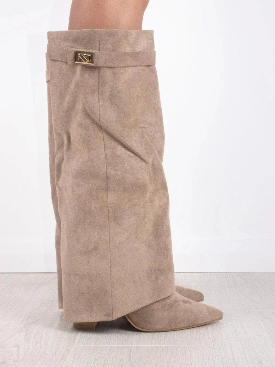Emily | Women's Suede Fold-Over Knee-High Boots