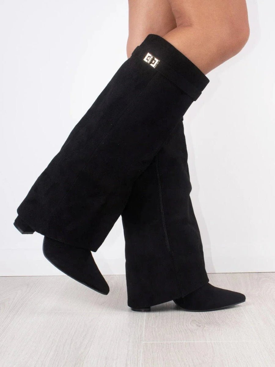 Emily | Women's Suede Fold-Over Knee-High Boots