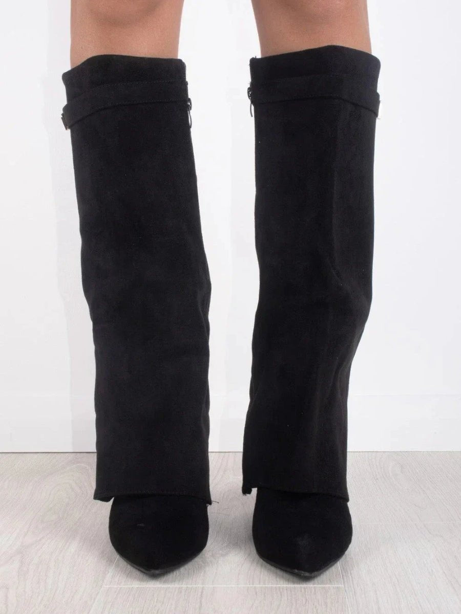 Emily | Women's Suede Fold-Over Knee-High Boots