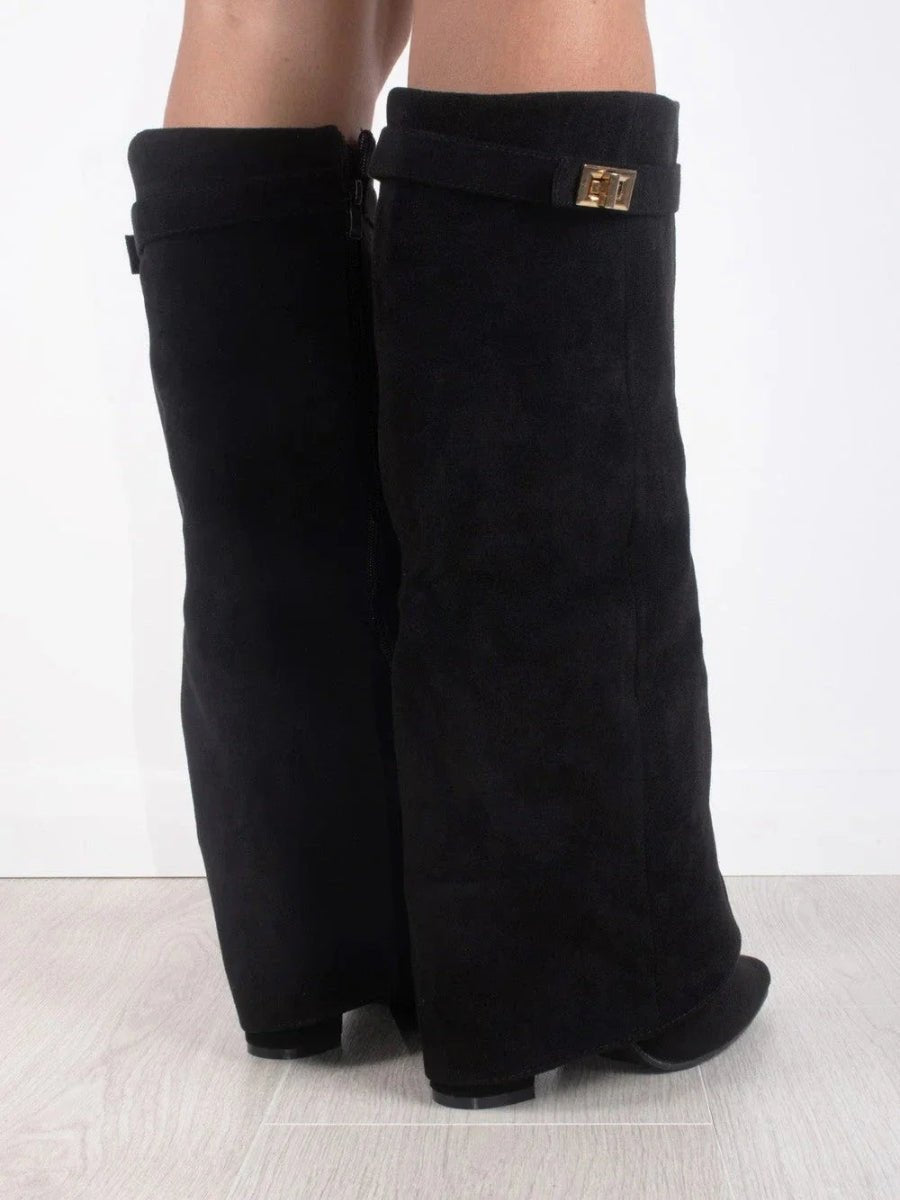 Emily | Women's Suede Fold-Over Knee-High Boots