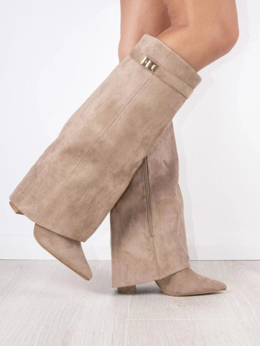 Emily | Women's Suede Fold-Over Knee-High Boots