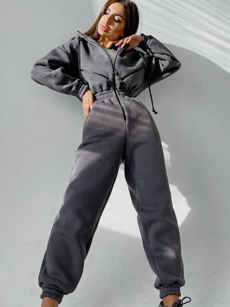 Alice | Women's Tailored Hooded Sweatshirt Jumpsuit