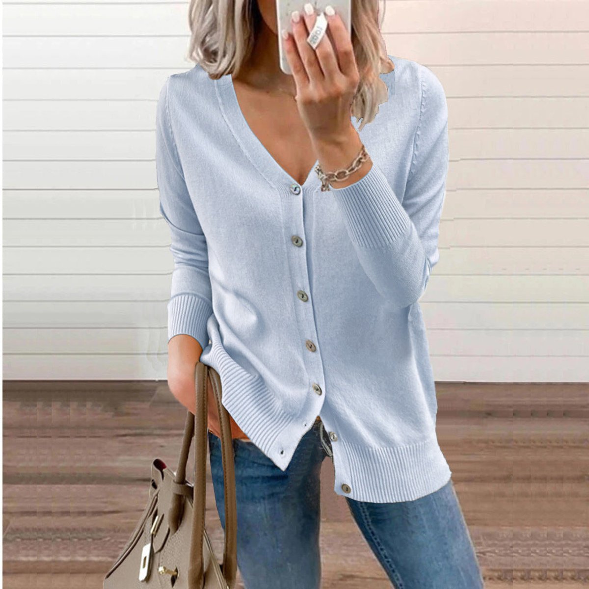 Matilda | Women's Cosy V-Neck Button-Front Long-Sleeve Knit Cardigan for Winter