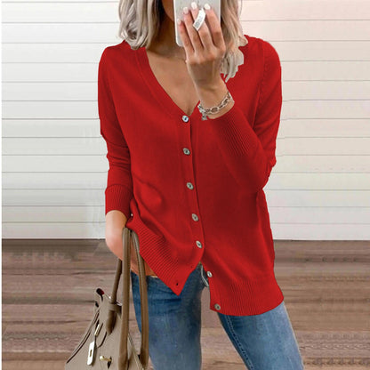 Matilda | Women's Cosy V-Neck Button-Front Long-Sleeve Knit Cardigan for Winter