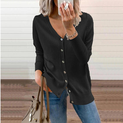 Matilda | Women's Cosy V-Neck Button-Front Long-Sleeve Knit Cardigan for Winter