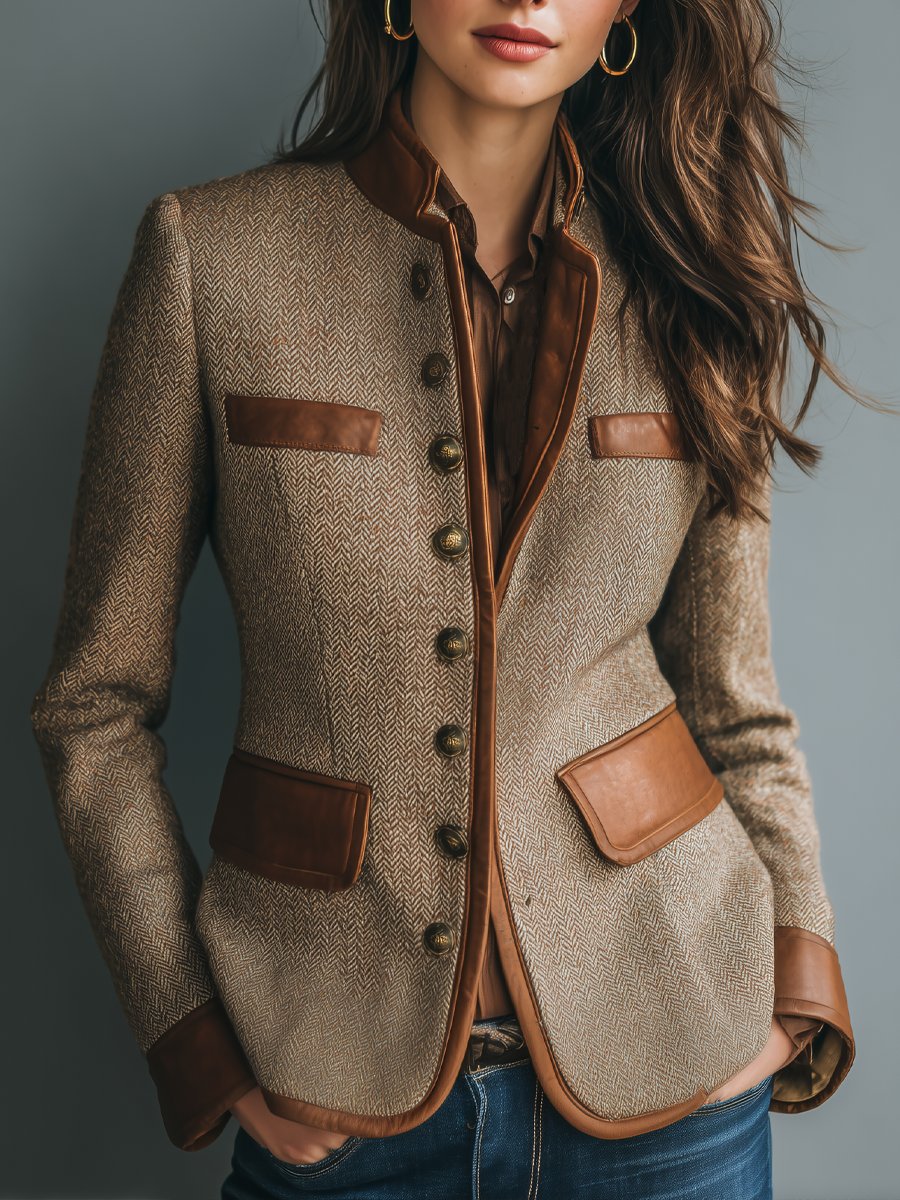 Mia | Women's Vintage Herringbone Tweed Jacket
