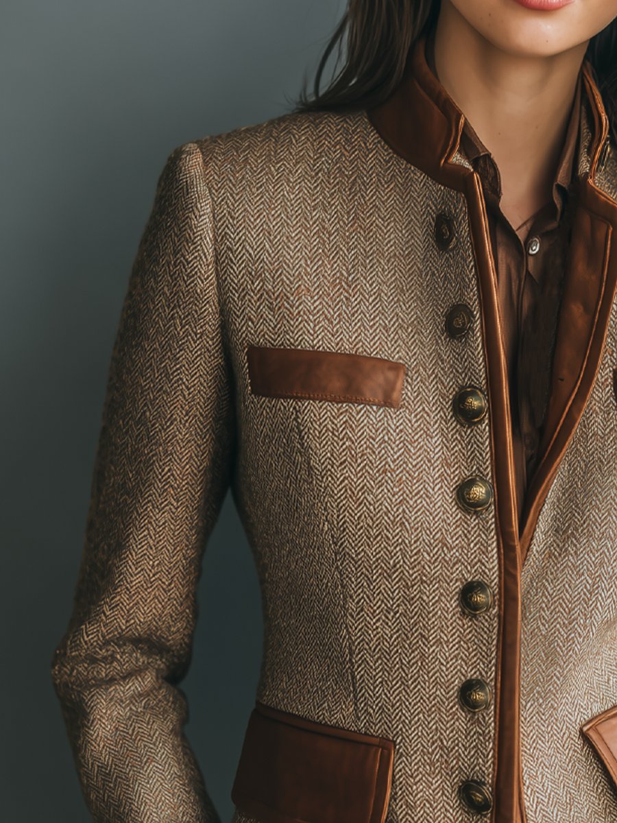 Mia | Women's Vintage Herringbone Tweed Jacket