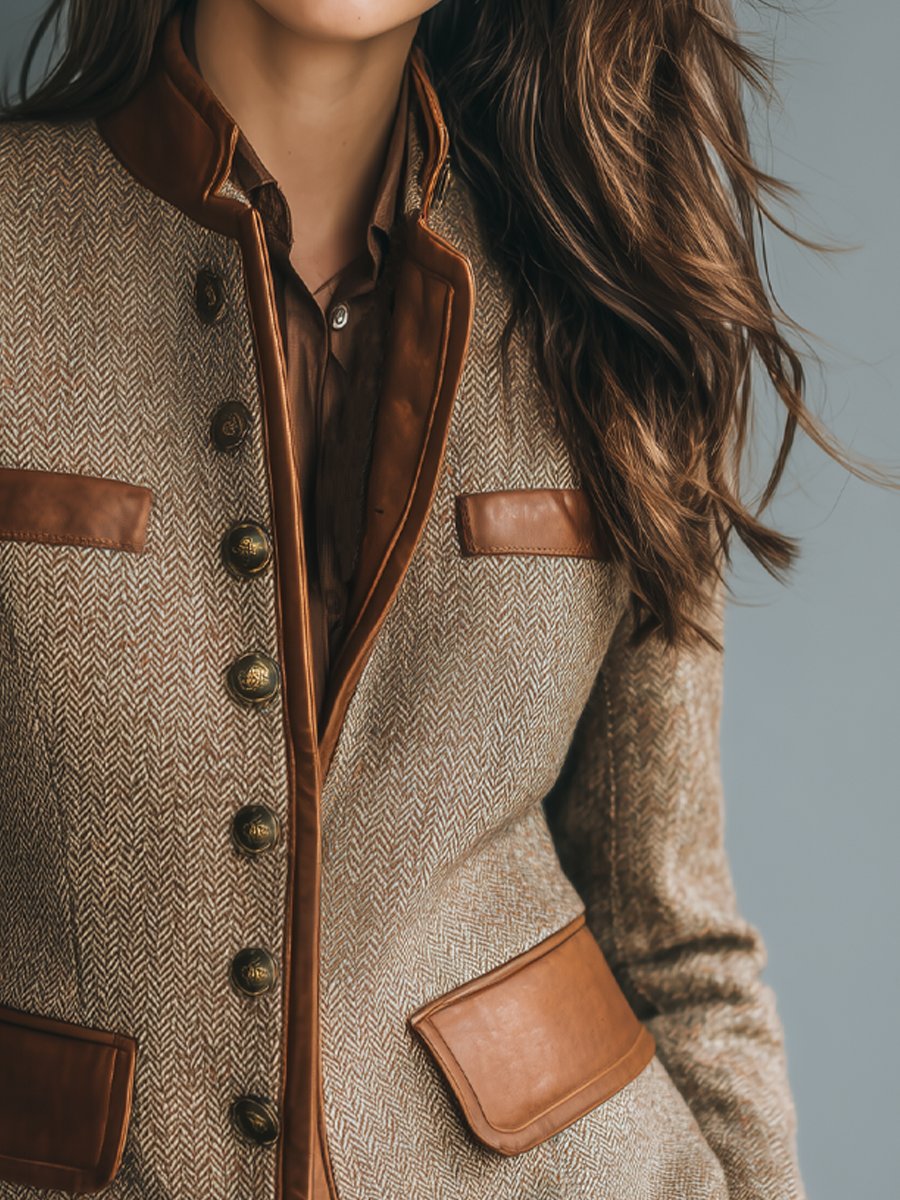 Mia | Women's Vintage Herringbone Tweed Jacket