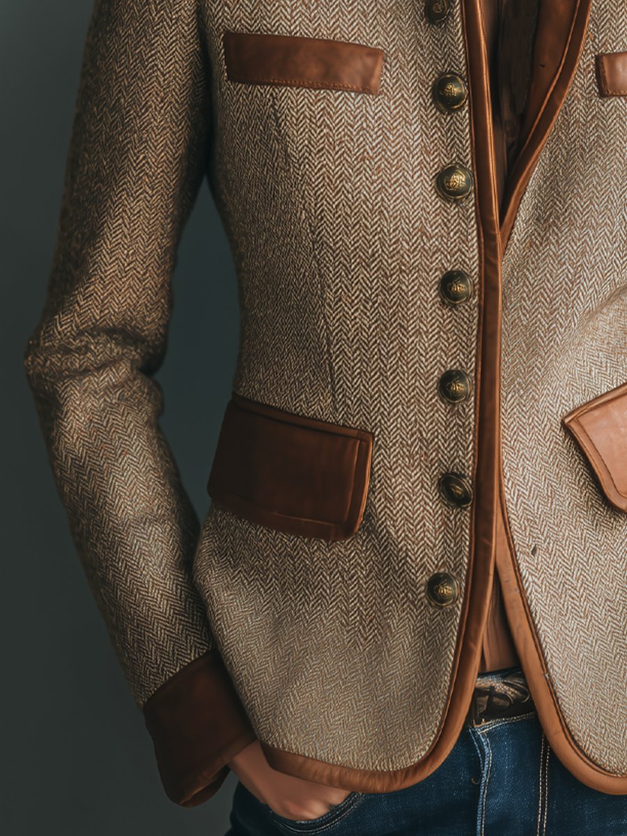 Mia | Women's Vintage Herringbone Tweed Jacket