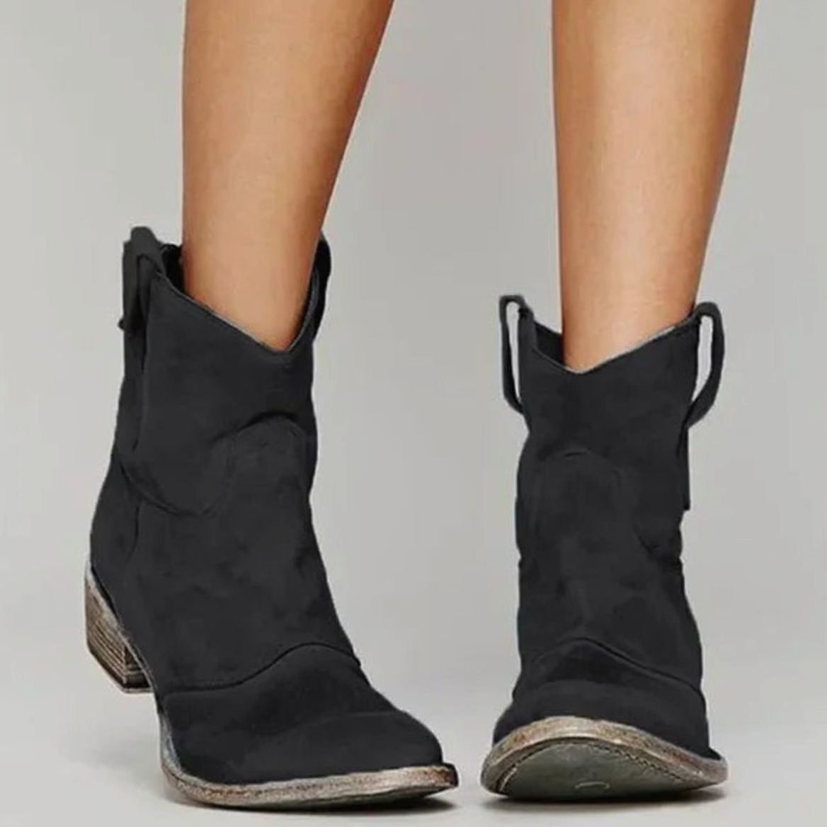 Harriet | Women's Vintage Western Suede Slip-On Ankle Boots