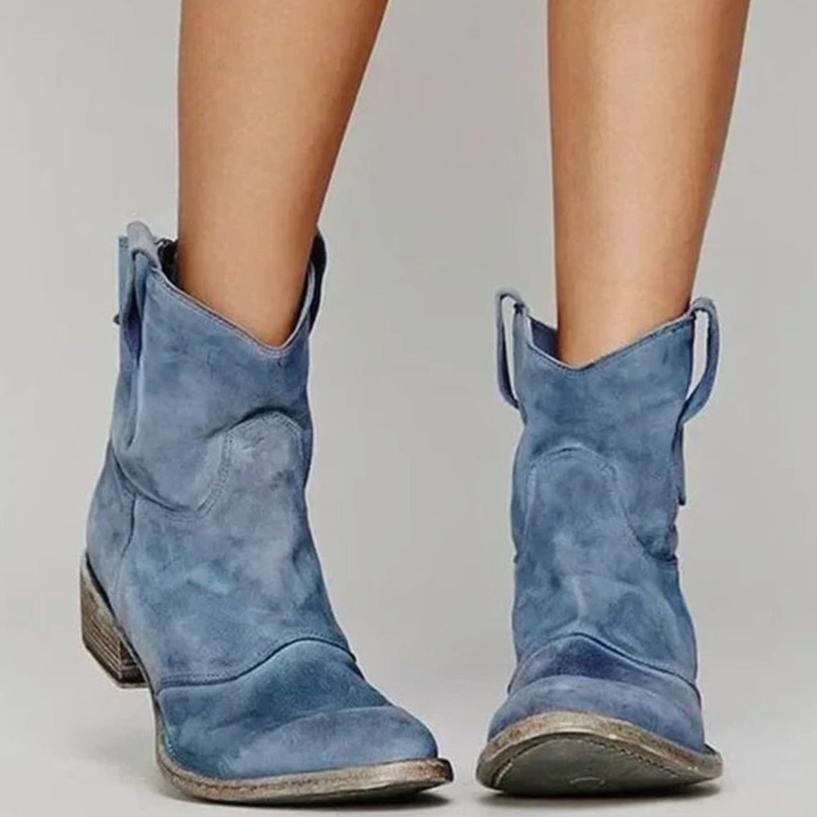Harriet | Women's Vintage Western Suede Slip-On Ankle Boots