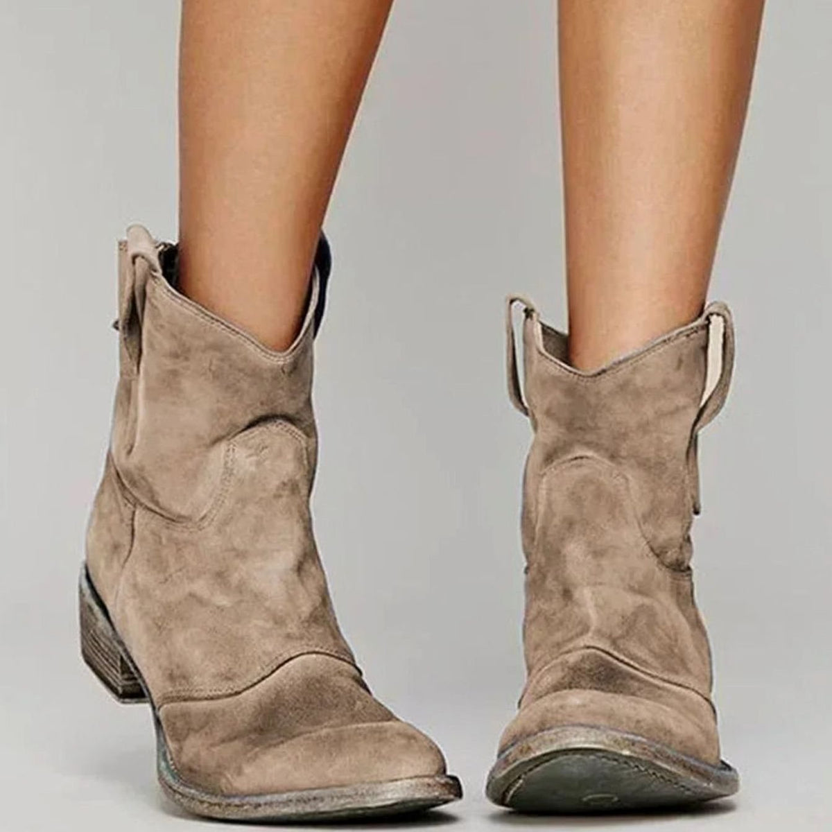 Harriet | Women's Vintage Western Suede Slip-On Ankle Boots