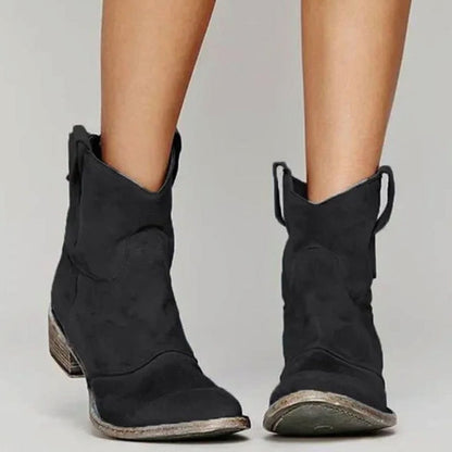 Harriet | Women's Vintage Western Suede Slip-On Ankle Boots