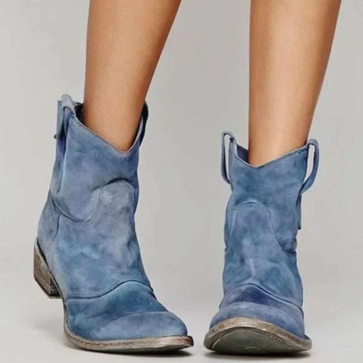 Harriet | Women's Vintage Western Suede Slip-On Ankle Boots
