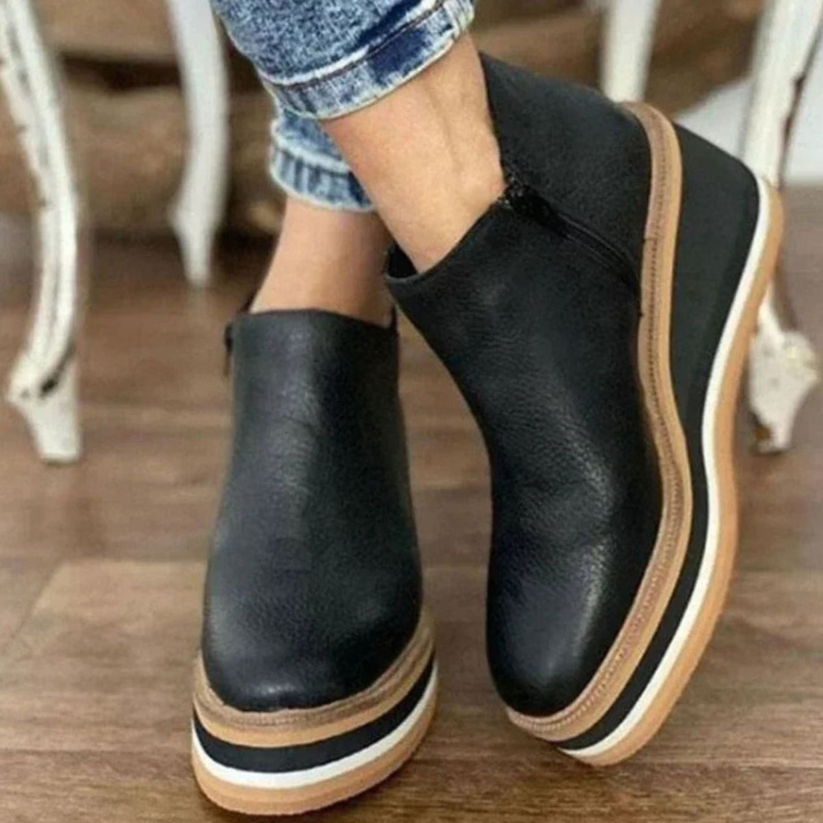 Rose | Women's Wedge Platform Slip-On Chelsea Boots