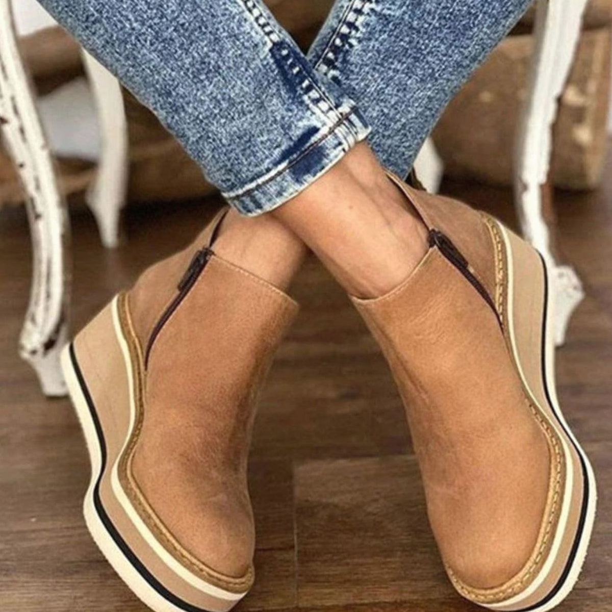 Rose | Women's Wedge Platform Slip-On Chelsea Boots