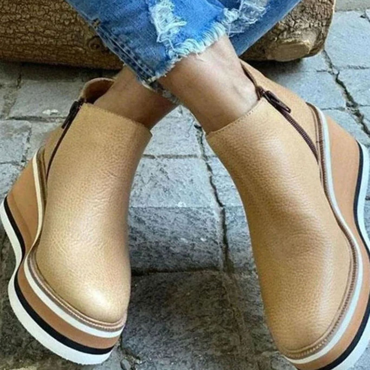 Rose | Women's Wedge Platform Slip-On Chelsea Boots