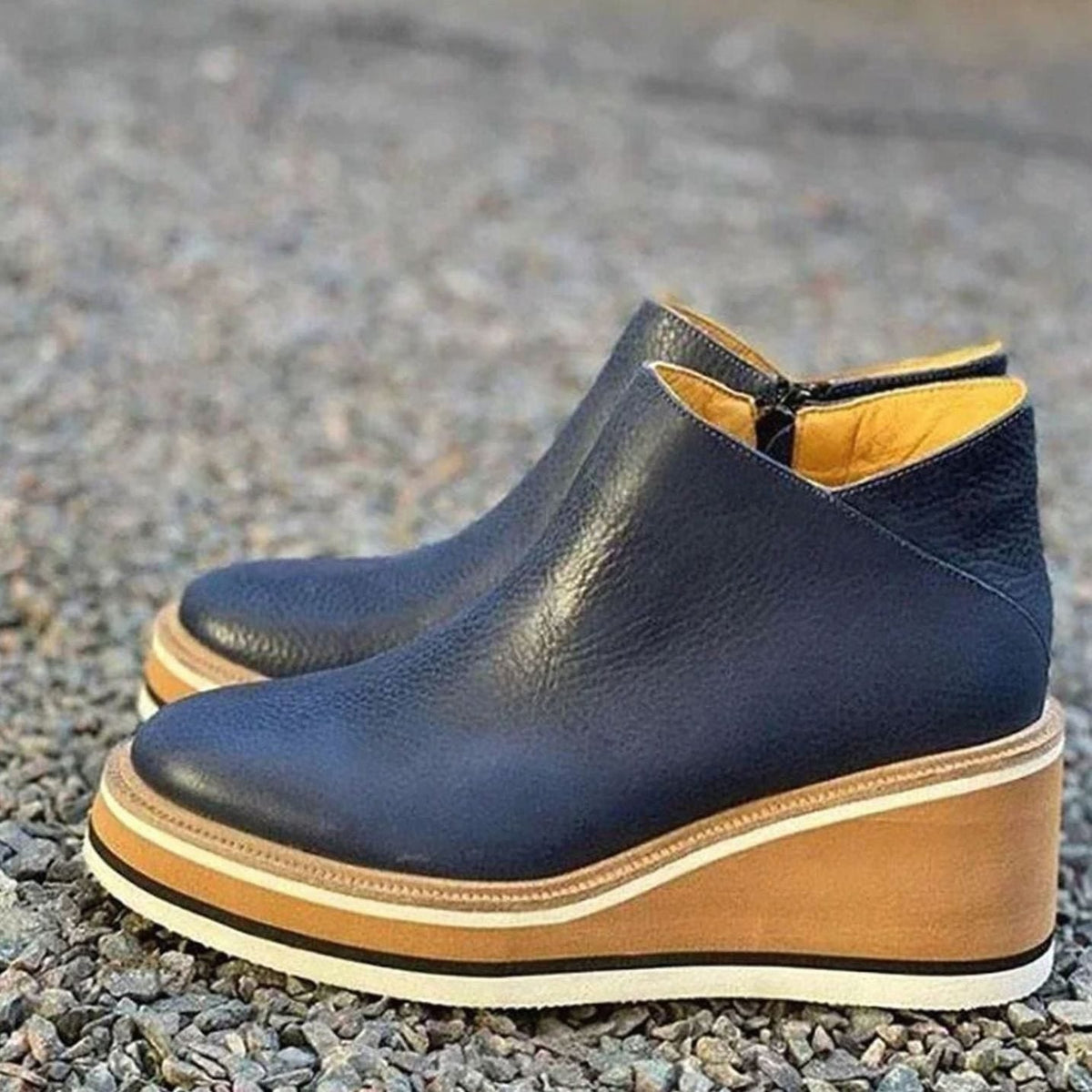 Rose | Women's Wedge Platform Slip-On Chelsea Boots