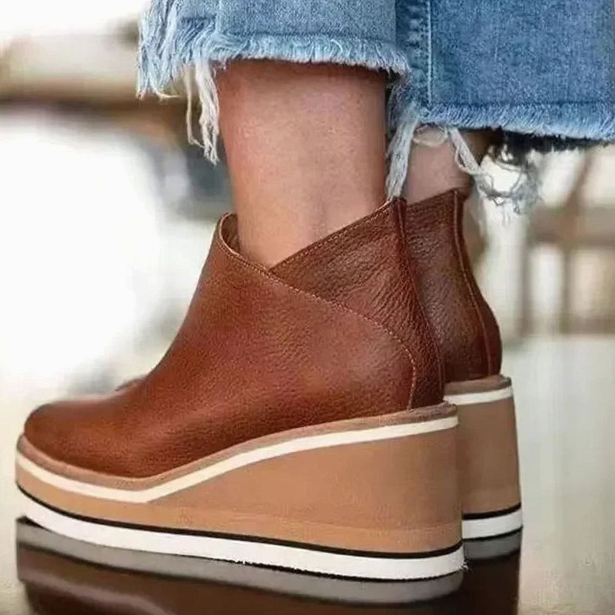 Rose | Women's Wedge Platform Slip-On Chelsea Boots