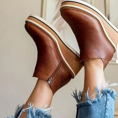 Rose | Women's Wedge Platform Slip-On Chelsea Boots