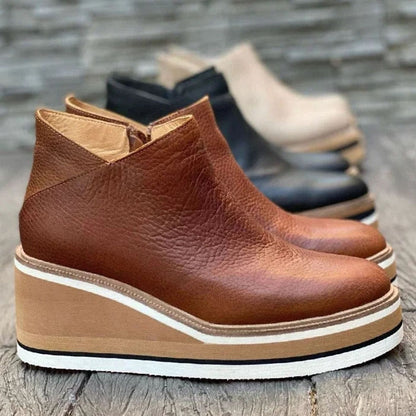 Rose | Women's Wedge Platform Slip-On Chelsea Boots