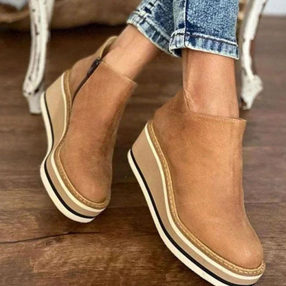 Rose | Women's Wedge Platform Slip-On Chelsea Boots