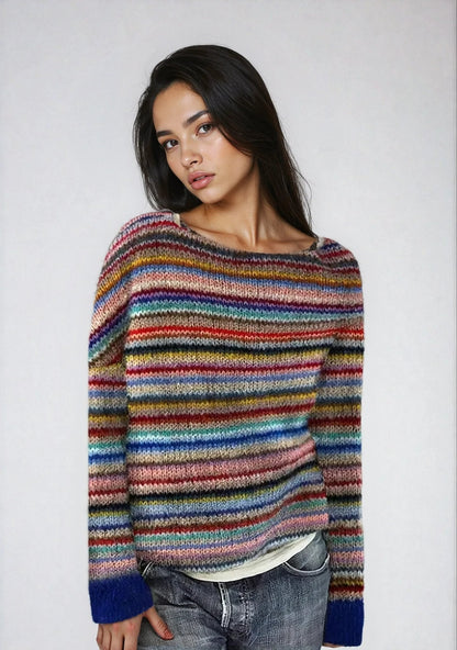 Gwyneira | Women's Striped Boat Neck Jumper