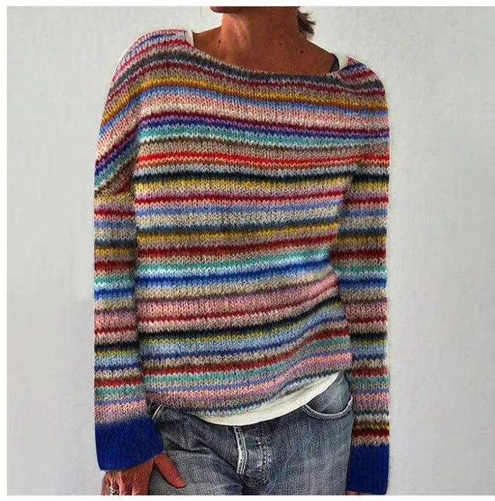 Gwyneira | Women's Striped Boat Neck Jumper
