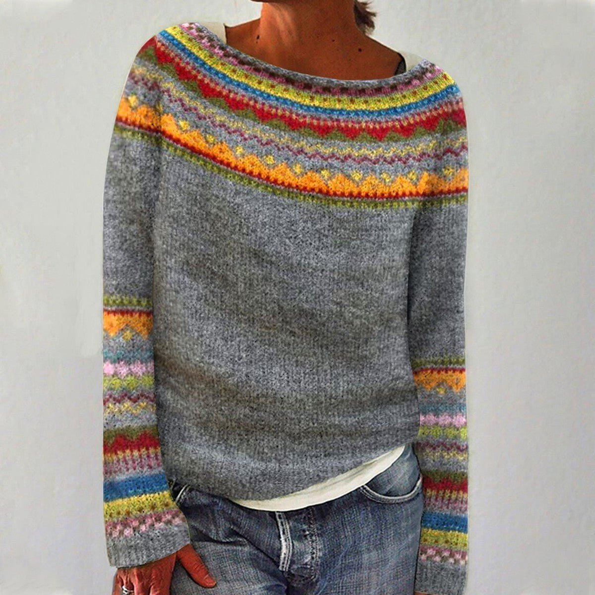 Gwyneira | Women's Striped Boat Neck Jumper