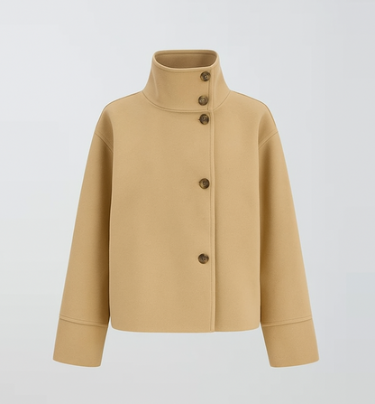 Elegant Wool Jacket with High Stand Collar