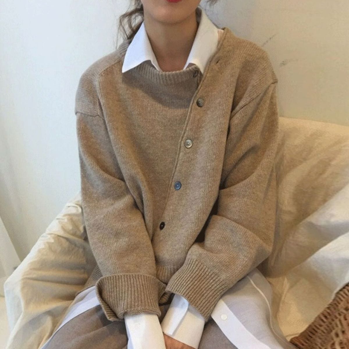 Button-Detail Wool Jumper for Winter